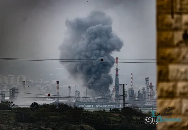 إصابة مصفاة حيفا النفطية في إسرائيل بصواريخ إيرانية