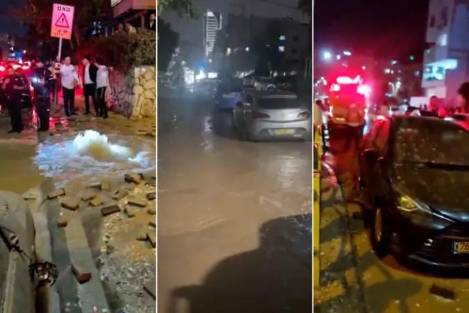 فيضانات صرف صحي في تل أبيب بعد قصف صاروخي إيراني