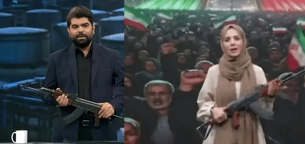 من الشاشة إلى الثكنة.. جدل في إيران بعد ظهور مذيعِين مسلحين